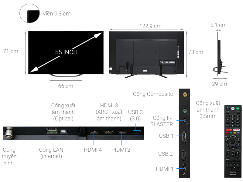 Ti vi Sony KD-55A8G Android TV OLED 4K Ultra HD HDR