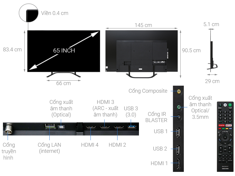 Ti vi Sony KD-65A8G Android TV OLED 4K Ultra HD HDR